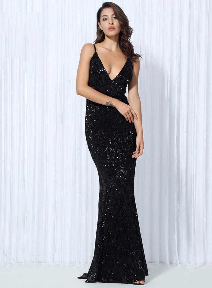 Off the shoulder beaded sequin gown – YDBN